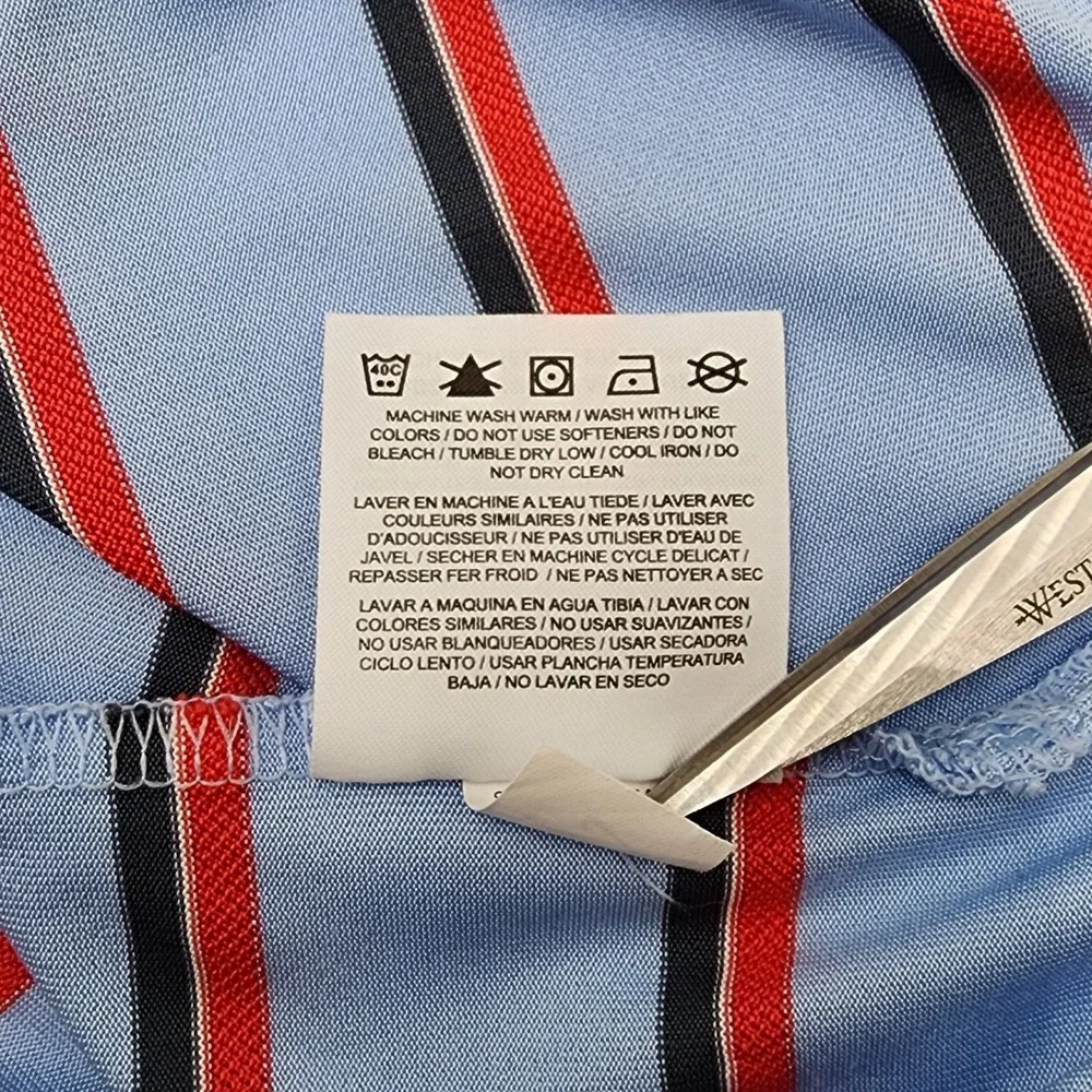 MENS VINTAGE NIKE DRI FIT PERFORMANCE GOLF XL‎ BUTTON UP POLO SHIRT BLUE STRIPED